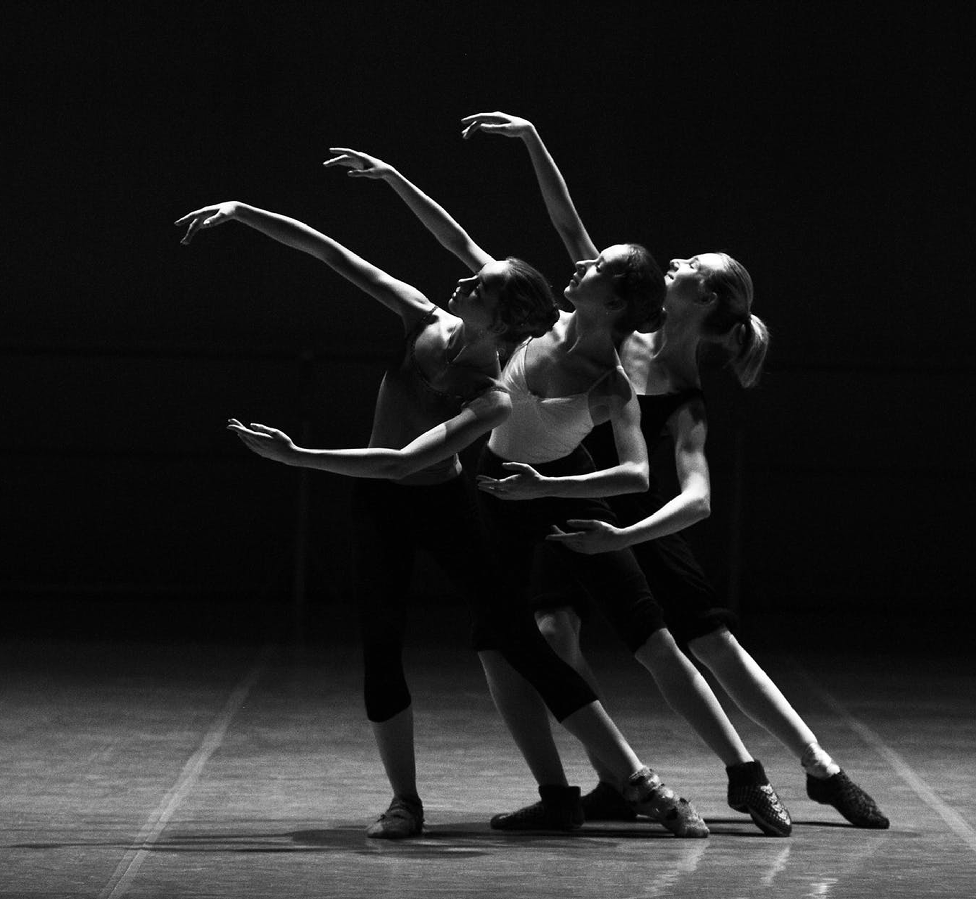 Graceful ballet trio on stage