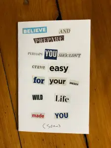 Mixed-font inspirational text on paper
