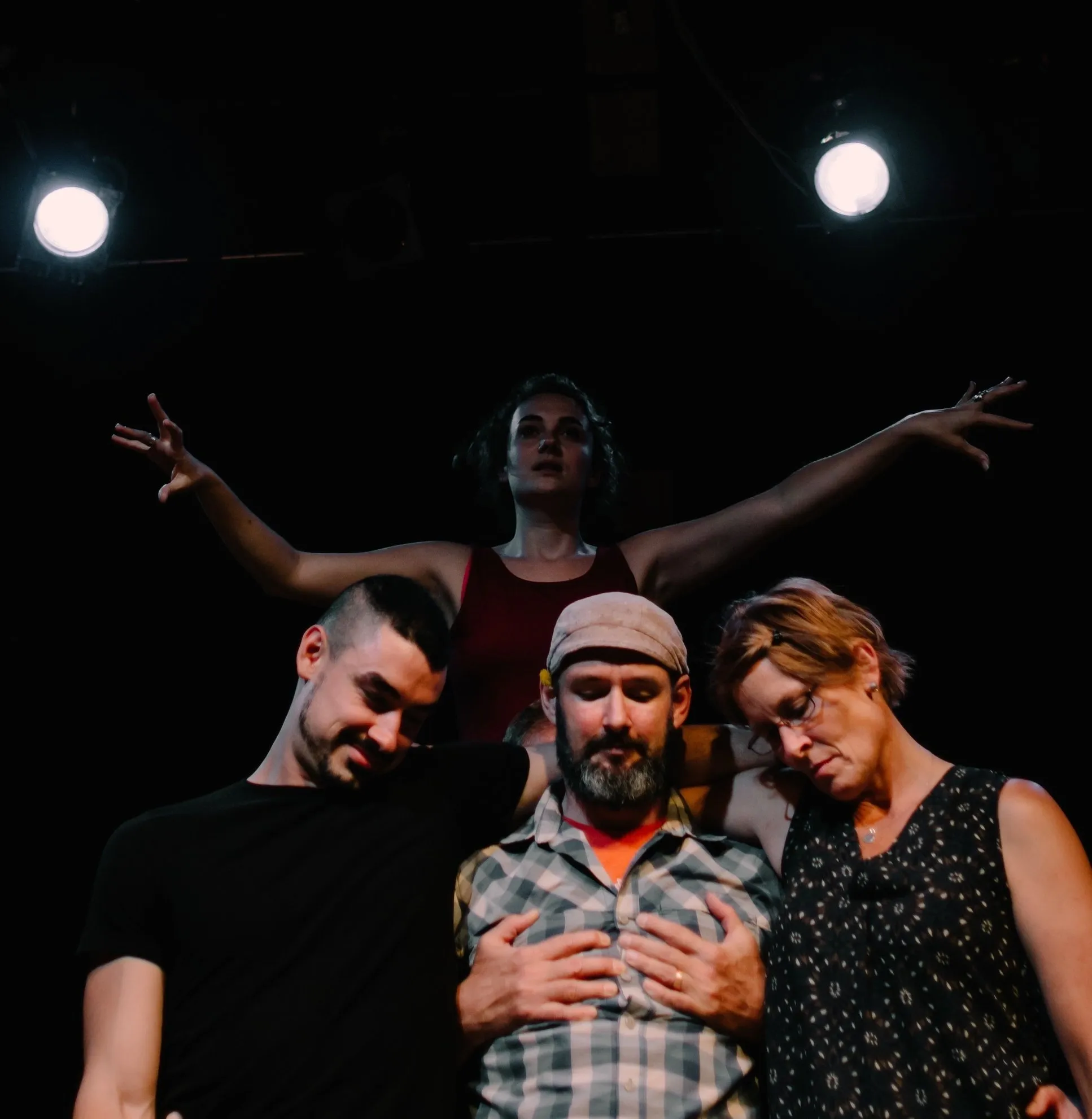 Theatrical scene with expressive individuals