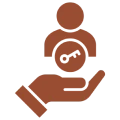 Person holding a key icon