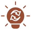 Lightbulb with arrows symbol