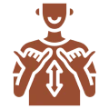 Illustration of "deaf" sign language gesture