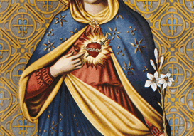 Sacred heart figure holding white lilies