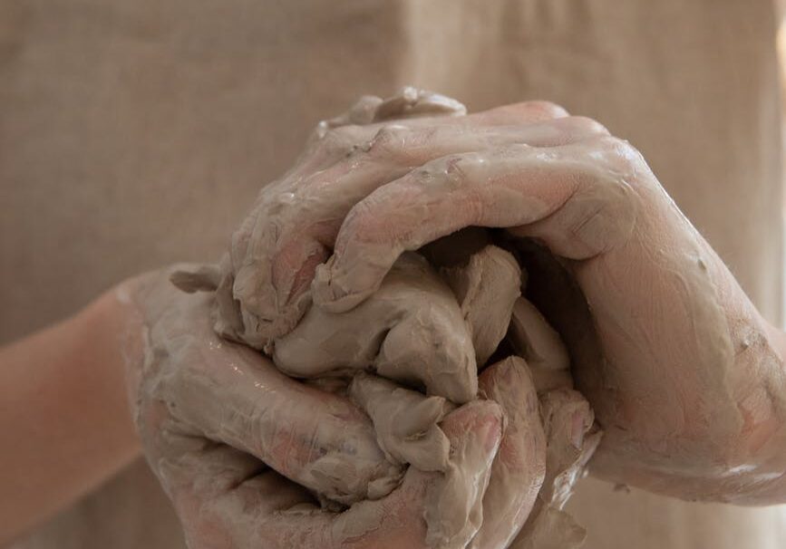 Crafting clay with bare hands