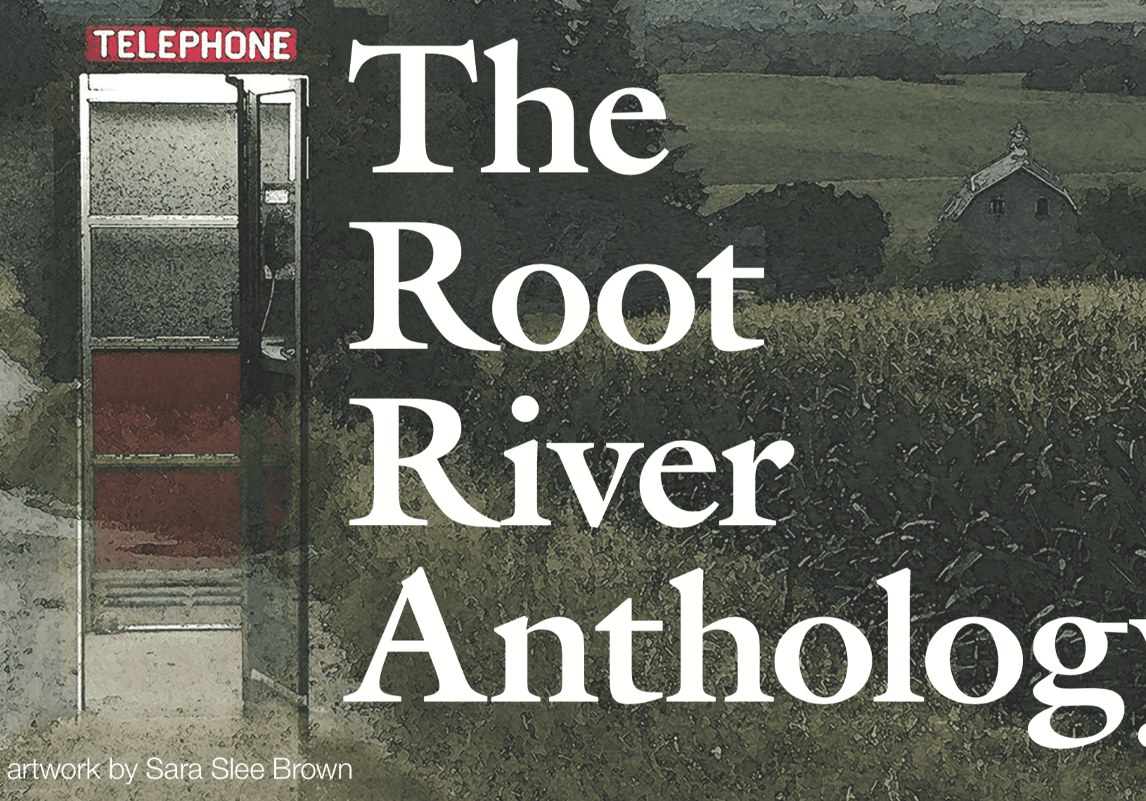 Telephone booth in rural landscape